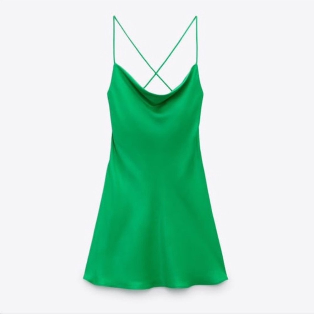 Green silky Zara mini dress